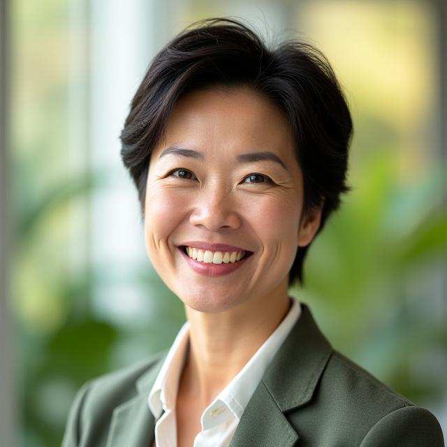 Headshot of Elizabeth Carter, a warm, professional woman with short, dark hair, smiling confidently.