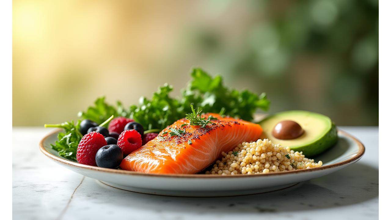 A vibrant plate of nutritious, colorful food, symbolizing functional nutrition and vitality for adults 35+