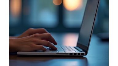 A person calmly focusing at a desk, surrounded by subtle, calming light, symbolizing workplace tranquility.