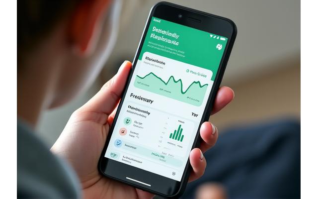 A detailed screenshot of the Vitality Anchor mobile app interface, showing a personalized fitness dashboard with progress graphs, workout reminders, and achievement badges, displayed on a modern smartphone with a subtle glow, conveying intuitive design and technological integration.